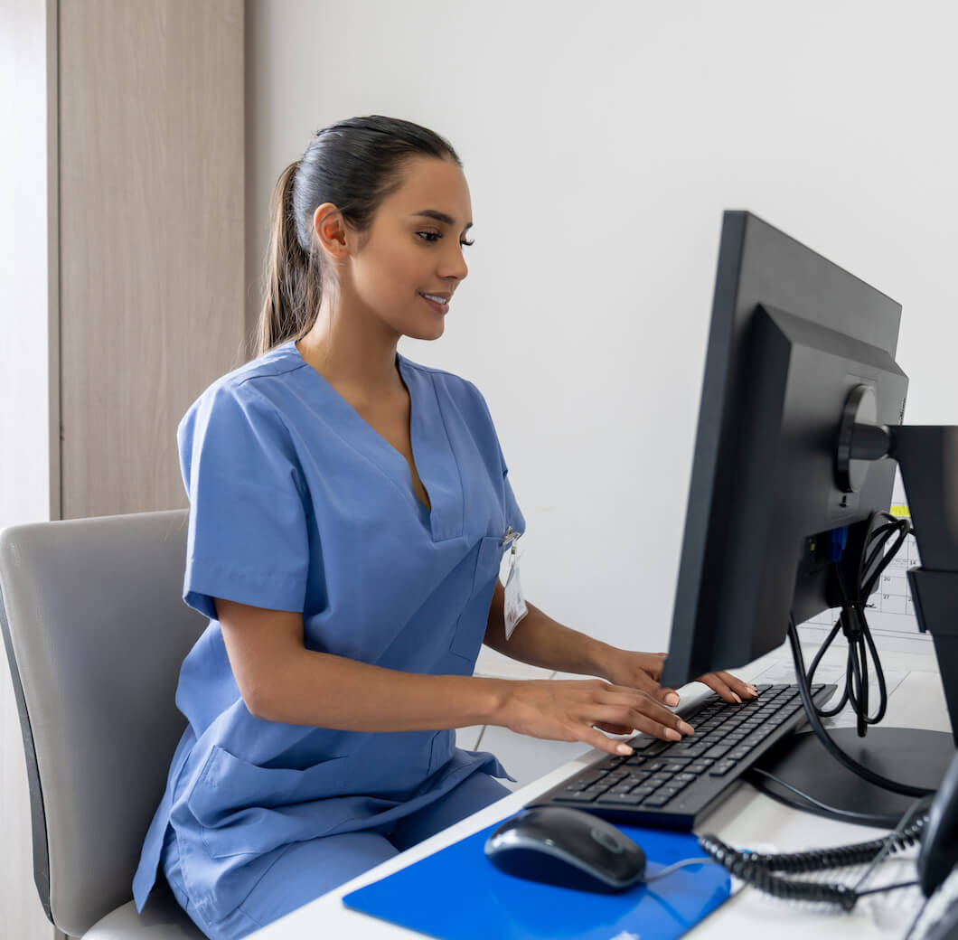 Nurse on computer