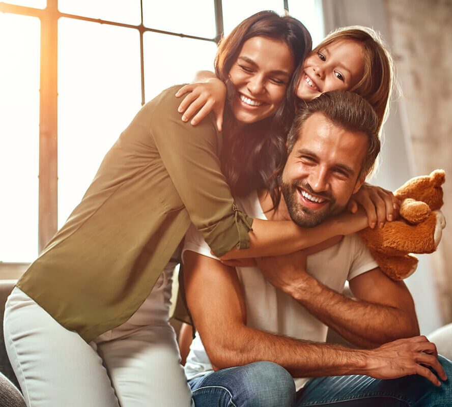 Family hugging